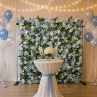 Dinding Bunga Sutra 3D Buatan, Stand Backdrop untuk Pernikahan, Dekorasi Photo Booth, Mawar Biru Hydrangea, Natal, Acara Kembali ke Sekolah, Pesta