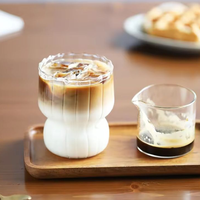 Tasse à café en verre en gros, verre borosilicate de haute qualité, 280 ml, résistant à la chaleur, tasse en verre à fleurs, mugs à crème glacée