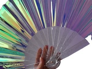 พัดมือพับได้ PVC กันน้ำ สีสันสดใส สำหรับงานปาร์ตี้และของขวัญวันเกิด ขายส่ง - Product Image 5