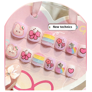 Qianya Enfants 3D Résine Presse sur <span class=keywords><strong>Ongles</strong></span> 12pcs Conception De Dessin Animé avec Mignon <span class=keywords><strong>Faux</strong></span> <span class=keywords><strong>Ongles</strong></span> pour Filles Enfants Nail Art <span class=keywords><strong>Autocollants</strong></span> En Gros - Product Image 1