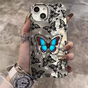 เคสโทรศัพท์ลายผีเสื้อหมึกสีดำพร้อม<span class=keywords><strong>สร้อย</strong></span><span class=keywords><strong>ข้อ</strong></span><span class=keywords><strong>มือ</strong></span>ลูกปัดกรอบเลนส์โลหะแบบจีบ R สำหรับ iPhone x XR XS MAX 7G 8G 7/8 PLUS - Product Image 3