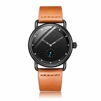 Desain Sederhana Jam Tangan Kuarsa Pria Baja Tahan Karat Klasik dengan Tali Kulit Retro Harga Bagus Logo Yang Disesuaikan