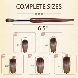 Pinceau d'art manche en bois classique parfait manche en forme <span class=keywords><strong>de</strong></span> sceptre <span class=keywords><strong>de</strong></span> <span class=keywords><strong>la</strong></span> <span class=keywords><strong>reine</strong></span> Kolinsky Brosse à <span class=keywords><strong>ongles</strong></span> acrylique avec taille 8 10 12 14 16 - Product Image 3