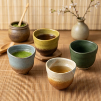 Tasses en grès de style minimaliste sans anse, multicolores rustiques, pour café, vaisselle, thé de l'après-midi et coffret cadeau