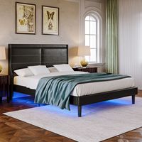 Cadre de lit double King Size en similicuir synthétique Pu moderne Ensembles de chambre à coucher Meubles