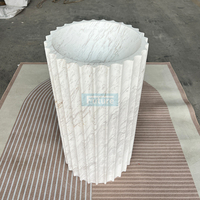 Lavabo en marbre blanc italien de luxe, vasque autoportante pour salle de bain, lavabo sur piédestal en marbre, lavabo pour salle de bain