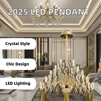 Lustre Moderne en Cristal 2025 K9, Luminaire de Plafond LED Rond, Pendentif d'Art pour Salon ou Chambre à Coucher, Petite Lampe Suspendue