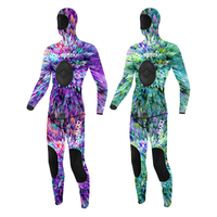Wetsuit Kamuflase Neoprene Open Cell DIVESTAR Custom 3/5/7MM Dua Potong Tahan Air Bernapas Ukuran Besar Perlengkapan Spearfishing