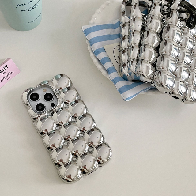 Luxury Design 3D Bubble Electroplated Phone Case Soft TPU Shockproof Mobile Phone Case for iPhone  14 15 16  17 Pro Max