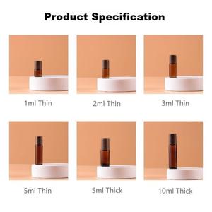 Chenlan hổ phách Kính <span class=keywords><strong>Roll</strong></span>-<span class=keywords><strong>On</strong></span> chai với hạt gỗ nắp bơm lại cho các loại tinh dầu & chăm sóc da huyết thanh tùy chỉnh in ấn - Product Image 6