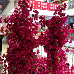 ซุ้มดอกไม้ประดิษฐ์สีบานเย็น LEDA Wholesale พร้อมโครงโลหะสำหรับตกแต่งงานแต่งงาน ฉากหลังดอกไม้สีม่วงแดงสำหรับพิธี - Product Image 1
