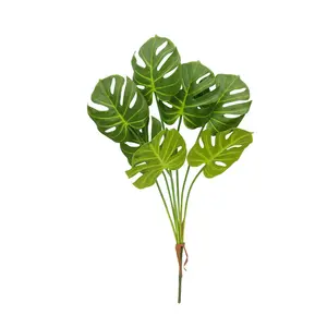 Indoor decoration latest design wholesale price high quality 7-heads bouquet real touch monstera leaf