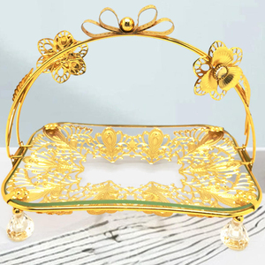 Panier à fruits <span class=keywords><strong>de</strong></span> luxe en métal doré, grand panier <span class=keywords><strong>de</strong></span> rangement en fil métallique pour la présentation <span class=keywords><strong>de</strong></span> fleurs et <span class=keywords><strong>de</strong></span> fruits - Product Image 2