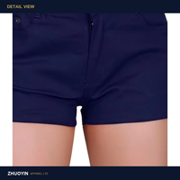 Shorts en jean vintage ultra-extensibles à taille basse pour femme, couleur unie, bleu marine, lavage en machine - M