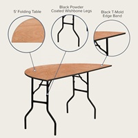 Table de salle à manger ronde pliante en contreplaqué moderne pour événements, mariages, hôtels, banquets, 122 cm, mobilier de maison - Vente en gros