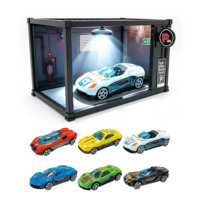 Scène de garage miniature en blocs de construction DIY avec lumières LED, vitrine de présentation de voitures en alliage moulé sous pression à l'échelle 1:64, jouet pour enfants et adultes
