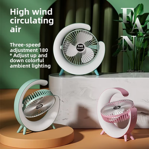 Mini ventilateur de bureau électrique rechargeable par USB Ventilateur en plastique de refroidissement par air portable pour lampe de bureau et de voiture transfrontalière - Product Image 2