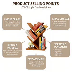 Tree <strong>Bookshelf</strong> 3 Shelf Desktop Organizer Y Shaped Office Storage Rack Adjustable Wood Display Shelf <strong>Small</strong> <strong>Bookshelf</strong> for Bedroom - Product Image 6