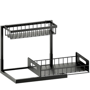 2 Layer Sliding Cabinet Multifunction Under Sink Kitchen Organizer Cabinet Pull Out Storage <strong>Spice</strong> Dish <strong>Rack</strong> With Storage Cabinet - Product Image 3