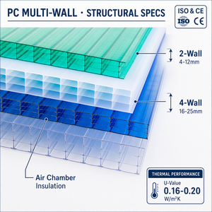 Plaque de <span class=keywords><strong>polycarbonate</strong></span> multicouche transparente de 25 mm avec revêtement UV de 50-100 micromètres, résistante aux charges, pour structure de toit industriel à grande portée - Product Image 3