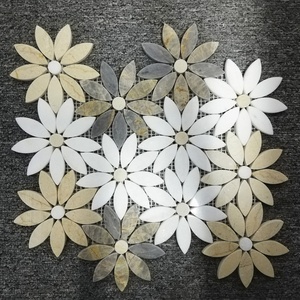 Flor de mosaico blanco Waterjet patrón Floral mármol mosaico para Backsplash cocina azulejos - Product Image 6