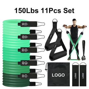 Gradient Green 11pcs Resistance <b>Bands</b> Set Natural Latex <b>Workout</b> <b>Bands</b> Fitness Training Kit Custom Logo - Product Image 1