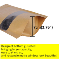 Sac d'emballage en papier kraft avec fermeture éclair en plastique PE imprimé sur mesure, sac alimentaire de qualité alimentaire, pochette debout avec fenêtre transparente, sac réutilisable