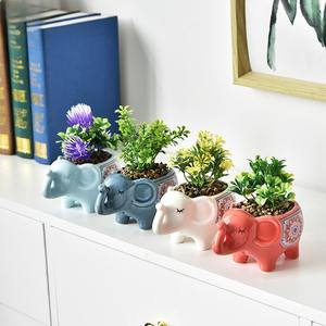 تمثال فيل رائعتين وزراعة عصارية سيراميك متينة ديكور سطح مكتب صغير للمنزل والمكتب أصيص زهور نباتات هدية - Product Image 4