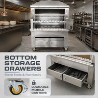 Four à rôtir mobile brésilien grande capacité pour grillades de viande, idéal pour restaurants, buffets, hôtels et projets de services alimentaires