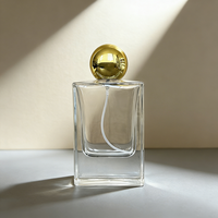 Vente en gros de flacons de parfum de luxe vides de 50 ml, flacon de parfum en verre transparent à fond épais avec boîte