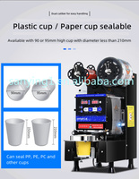Machine de scellage automatique de gobelets en papier électrique commerciale pour yaourt, lait, boissons, idéale pour les commerces de bubble tea