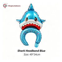 Serre-têtes gonflables en forme de dessin animé pour enfants, chapeaux d'anniversaire en aluminium, motifs requin, sirène, lapin, nœud, poisson - Vente en gros
