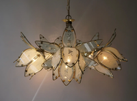 Lustre en verre de Murano élégant et romantique de style français, luminaire suspendu de luxe en forme de lotus pour restaurant, salon, exposition, hall d'entrée, décoration