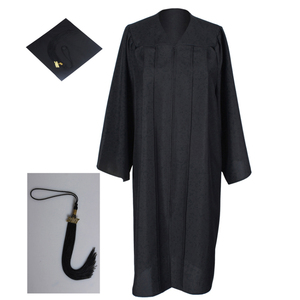Conjunto <span class=keywords><strong>de</strong></span> Túnica <span class=keywords><strong>de</strong></span> Graduación <span class=keywords><strong>de</strong></span> Poliéster Tejido Personalizado con Birrete, Cinta y Chal, Vestido Académico Negro Unisex para Adultos, Túnicas <span class=keywords><strong>de</strong></span> Graduación para Ceremonia Universitaria - Product Image 6