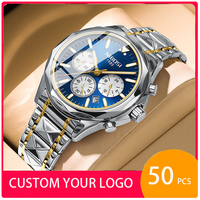 Personnalisez votre propre logo, montre à quartz Nibosi 2608 pour homme, montre de luxe OEM, chronographe, montre-bracelet pour homme, montre homme, reloj