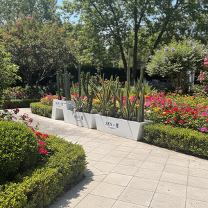 Fioriera da Esterno Moderna Minimalista Personalizzata in Alluminio Verniciato a Polvere e Acciaio Inossidabile, Vasi Grandi Bianchi per Casa e Giardino - Product Image 6