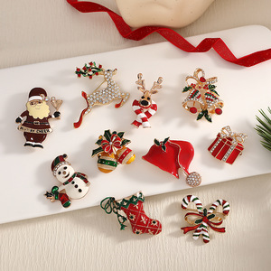 Broche de árbol de Navidad con cristales de imitación, aleación de zinc, accesorio de moda unisex, decoración navideña - Product Image 2