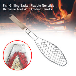 ตะกร้า<span class=keywords><strong>ย่าง</strong></span>ปลาแบบไม่ติดพร้อมที่จับ,อุปกรณ์สำหรับย่างบาร์บีคิว DIY พร้อมคลิปตาข่ายเนื้อ<span class=keywords><strong>ไก่</strong></span>เนื้อย่างสำหรับกลางแจ้ง - Product Image 3