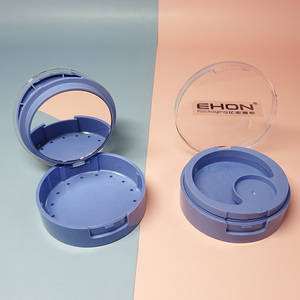 Estuche cosmético redondo de 3 capas, vacío, con tapa transparente, de plástico, para polvos compactos, polvos para sombra de ojos y rubor. - Product Image 1