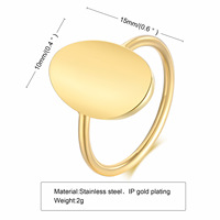 Klassischer minimalisti scher gravierbarer leerer ovaler Siegelring Zarter vergoldeter ovaler Edelstahl ring für Damen schmuck geschenke