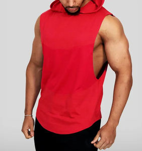 Solid Color Summer Hooded Sports Vest 100% Cotton Breathable Undershirt Tank <b>Top</b> Casual <b>Sleeveless</b> Fitness Design - Product Image 4