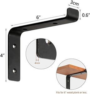 Soportes de Repisa Negros Resistentes de 12 Pulgadas, Soporte de Repisa en Forma de L de 12 Pulgadas para Repisas Flotantes - Product Image 3