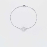 Bracelet Tennis de Luxe Classique Vintage Trèfle à Quatre Feuilles en Platine Pt950 avec Diamants de Laboratoire pour Femme – Vente en Gros