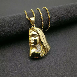 Hip Hop Christian Catholic Lady Mary impermeable deslustre libre de acero inoxidable joyería de moda colgantes collares para hombre - Product Image 1