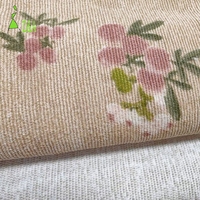 Tissu en velours côtelé 100 % polyester personnalisé 21 Wale, 320 GSM, épais, anti-boulochage, résistant au rétrécissement, imprimé réactif, motif botanique pour robe