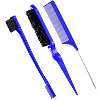 Ensemble de peignes à cheveux en gros 3 pièces, Logo personnalisé, queue de Rat noir, brosse à taquiner, brosse à bord, peigne à queue pour les soins de Salon de beauté