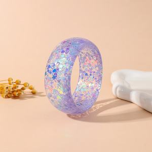 Nuovo Bracciale/Braccialetto in Resina Acrilica Lucite con Paillettes Etniche Scintillanti 2026 - Semplice e Personalizzato per Feste da Donna - Product Image 5