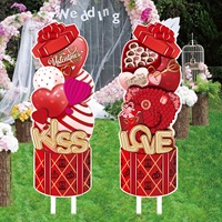 Décorations de jardin gonflables pour la Saint-Valentin, grandes décorations de jardin en forme de cœur rouge, roses, nains de jardin, panneau de sol, boîte cadeau