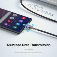 Cables de Datos USB C a C de 2 m para Samsung, Cable de Carga para Móvil Tipo C, Cable de Datos de Carga Rápida Transparente con Trenzado de Nailon