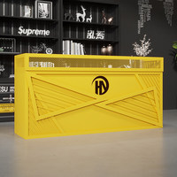 Comptoir de réception en métal de style industriel, de forme oblongue, pour bar commercial, salle de sport, petite taverne - Design multifonctionnel en fer forgé